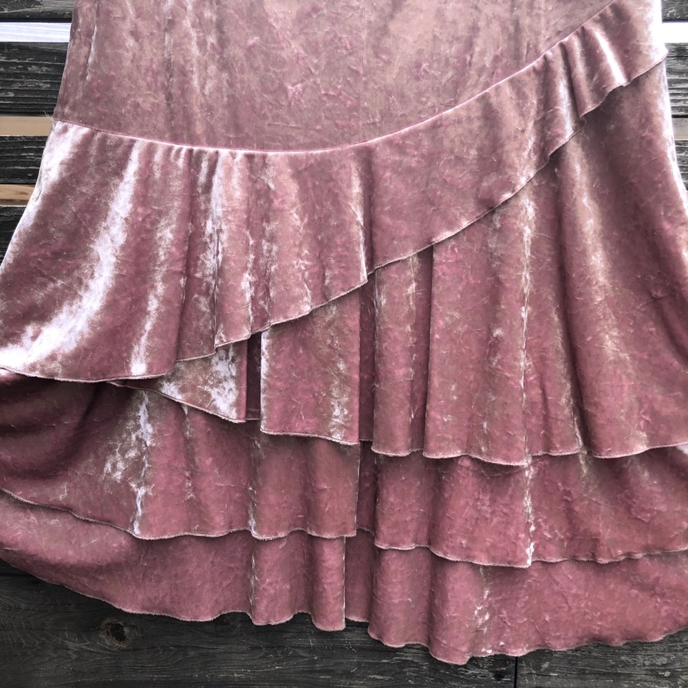 XL Y2K Fairycore Pink Velvet Pixie Skirt Whimsigoth Bohemian Joseph Ribkoff 16 - Picture 6 of 11